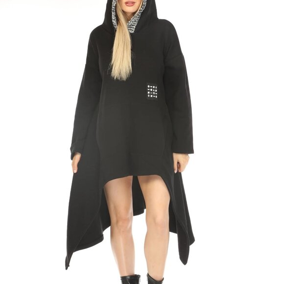 Black Asymmetrical Classy Pockets Dress - Picture 3 of 7